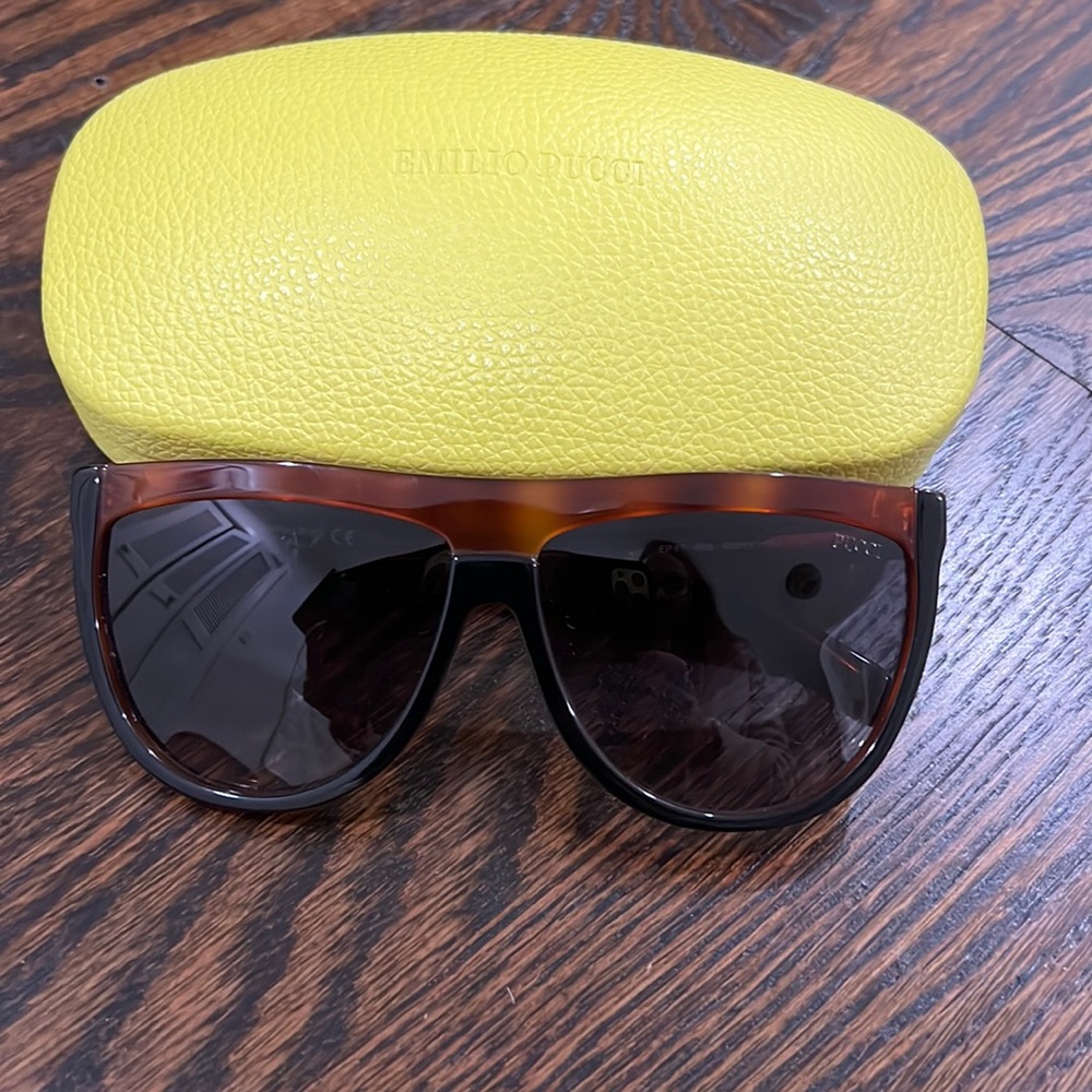 Emilio Pucci black sunglasses with brown tops and sides